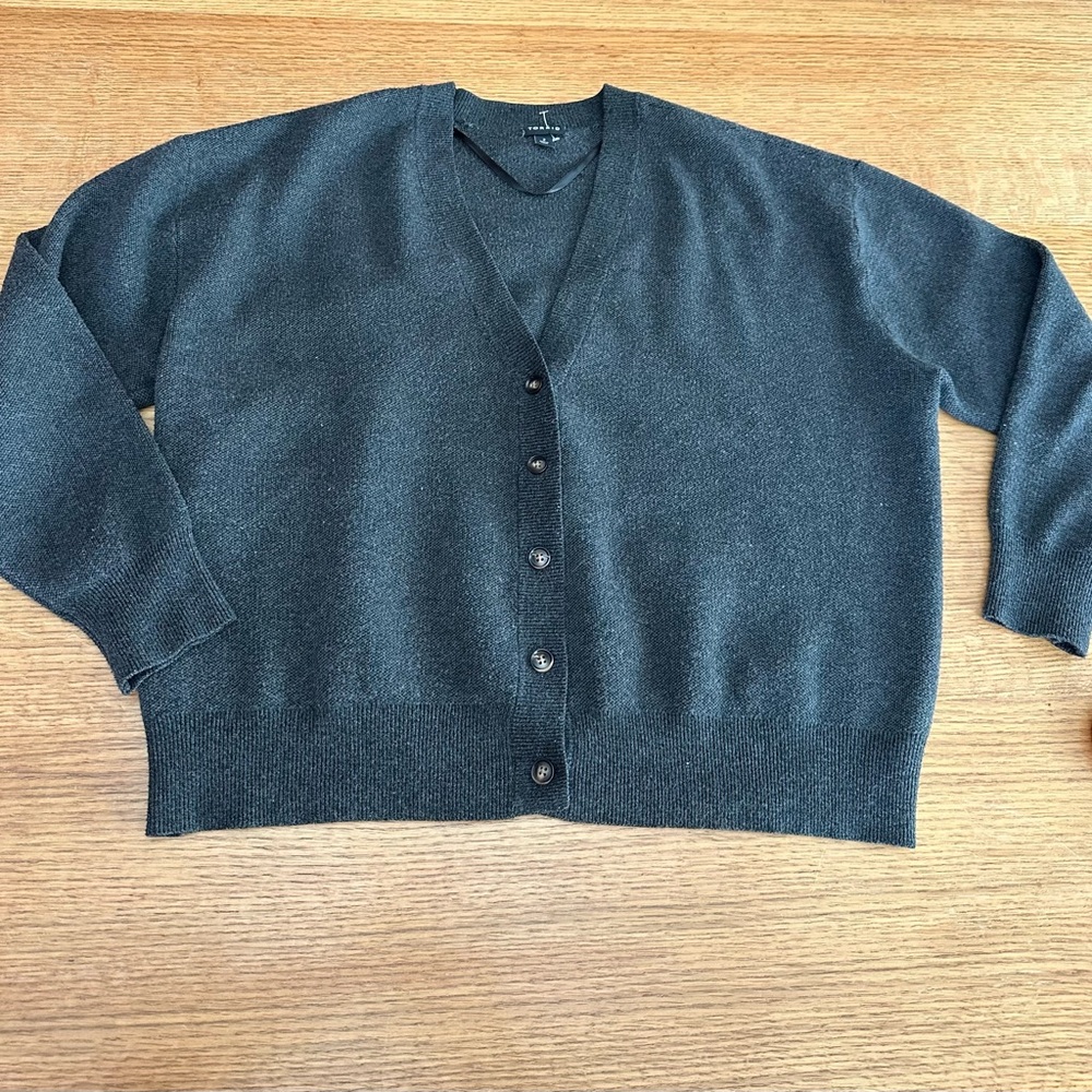 TORRID EUC gray button down heavy material cardigan size 2, 18/20, 25” p2p